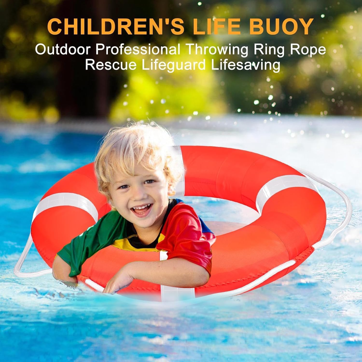 20 Inch Life Preserver Ring with Water Floating Lifesaving Rope 98.4FT Set, Swim Foam Buoy Swimming Pool Safety Throwing Ring Rope Rescue Lifeguard Wall Decoration