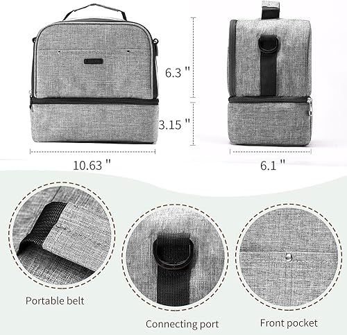 Miniatura 6 de Bolsa de extractor de leche con compartimento para extractor de leche, bolsa enfriadora y resistente a la humedad, doble capa para la madre,