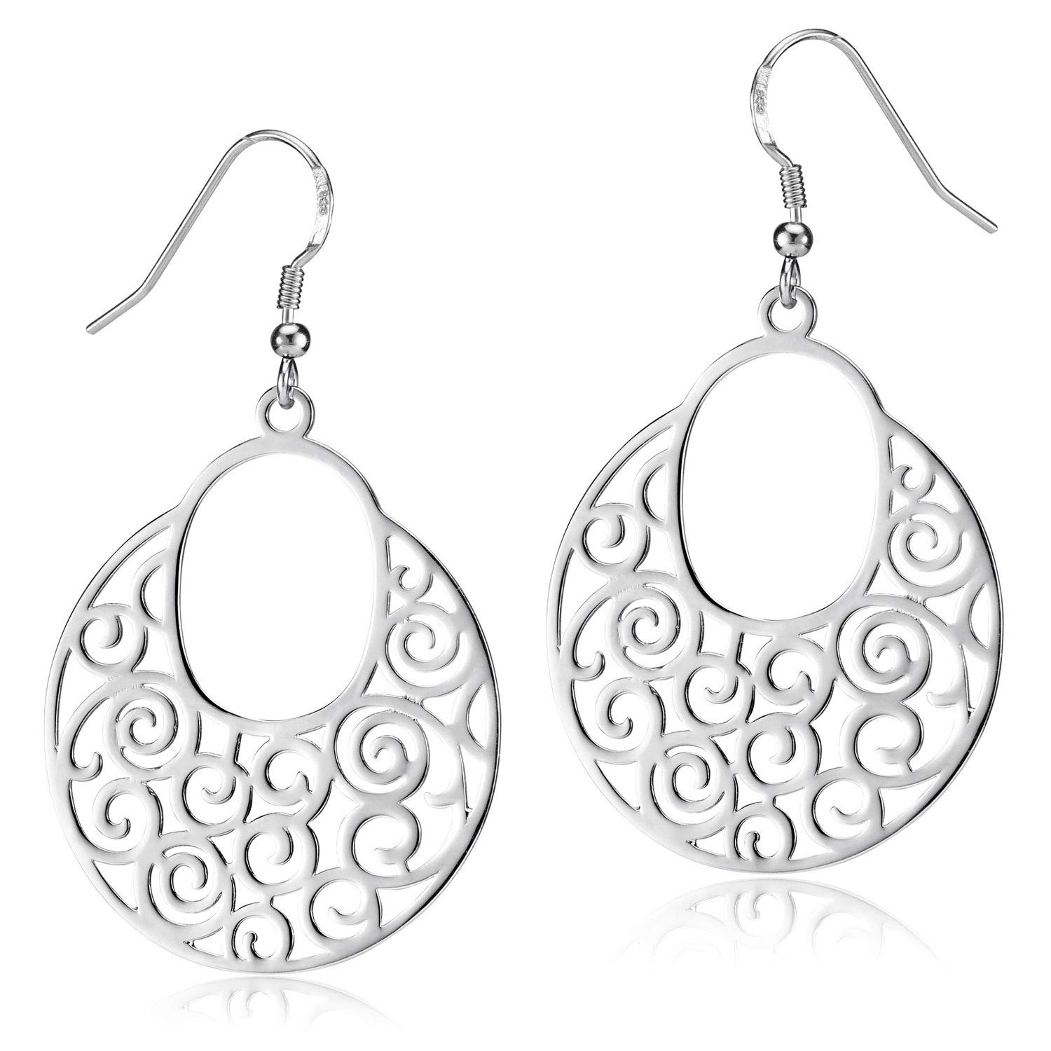 MATERIA 925 argento orecchini lunghi con ornamenti orientale - argento gioielli orecchini da donna lunga 31 x 53 mm con Box #SO-60