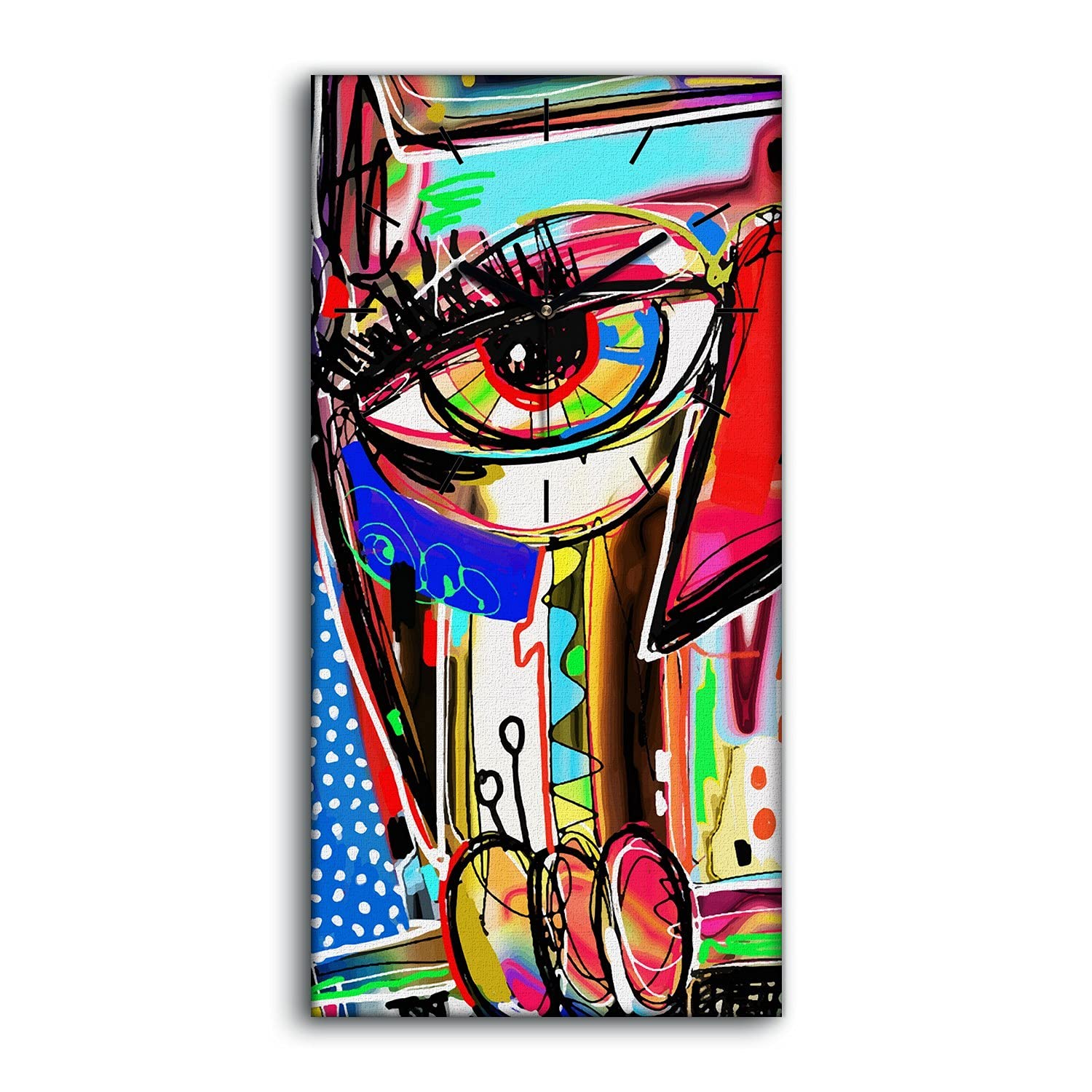Horloge sur Toile sans Tic-Tac Coloray 30x60cm Finir le Bruit Nocturne Chambre et Salon