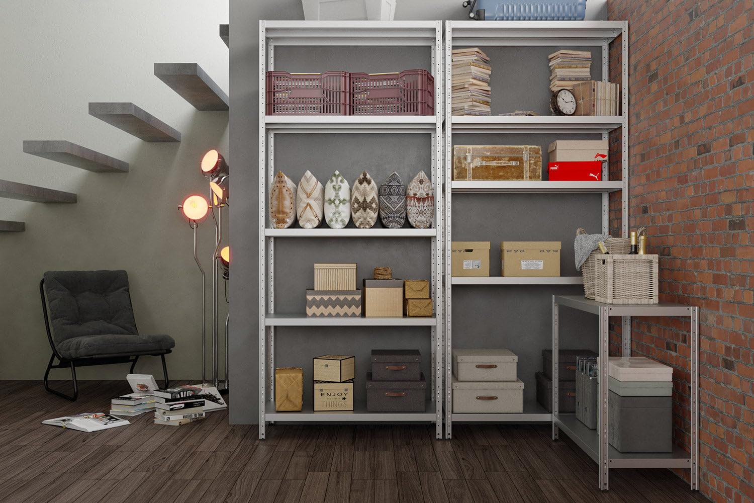 Bonussi Scaffale in Metallo 5 Ripiani 120x60x195 cm Maciste Zincato