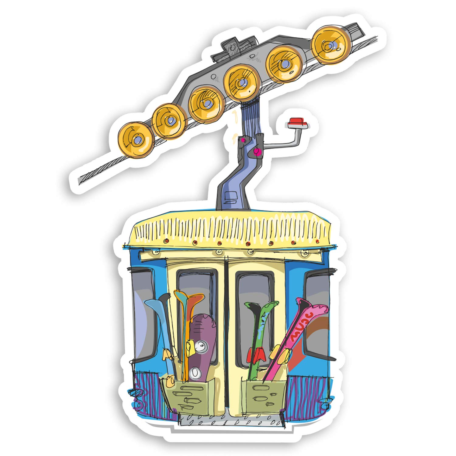 2 x 10cm Ski Lift Cable Car Vinyl Stickers Skier Gondola Luggage Sticker #31546 (10cm Tall)