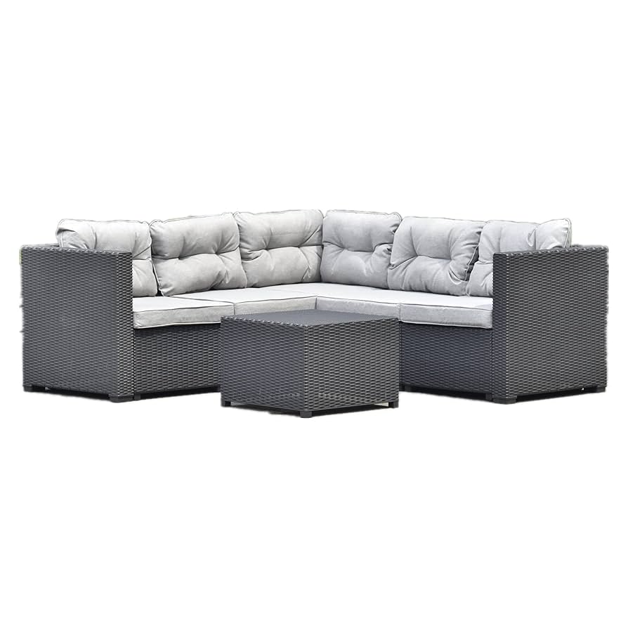 ラタン調 ガーデンファニチャー ガーデンテーブル 五人掛け 【グレー】 ラタン調 ガーデンファニチャー ガーデンテーブル 五人掛け