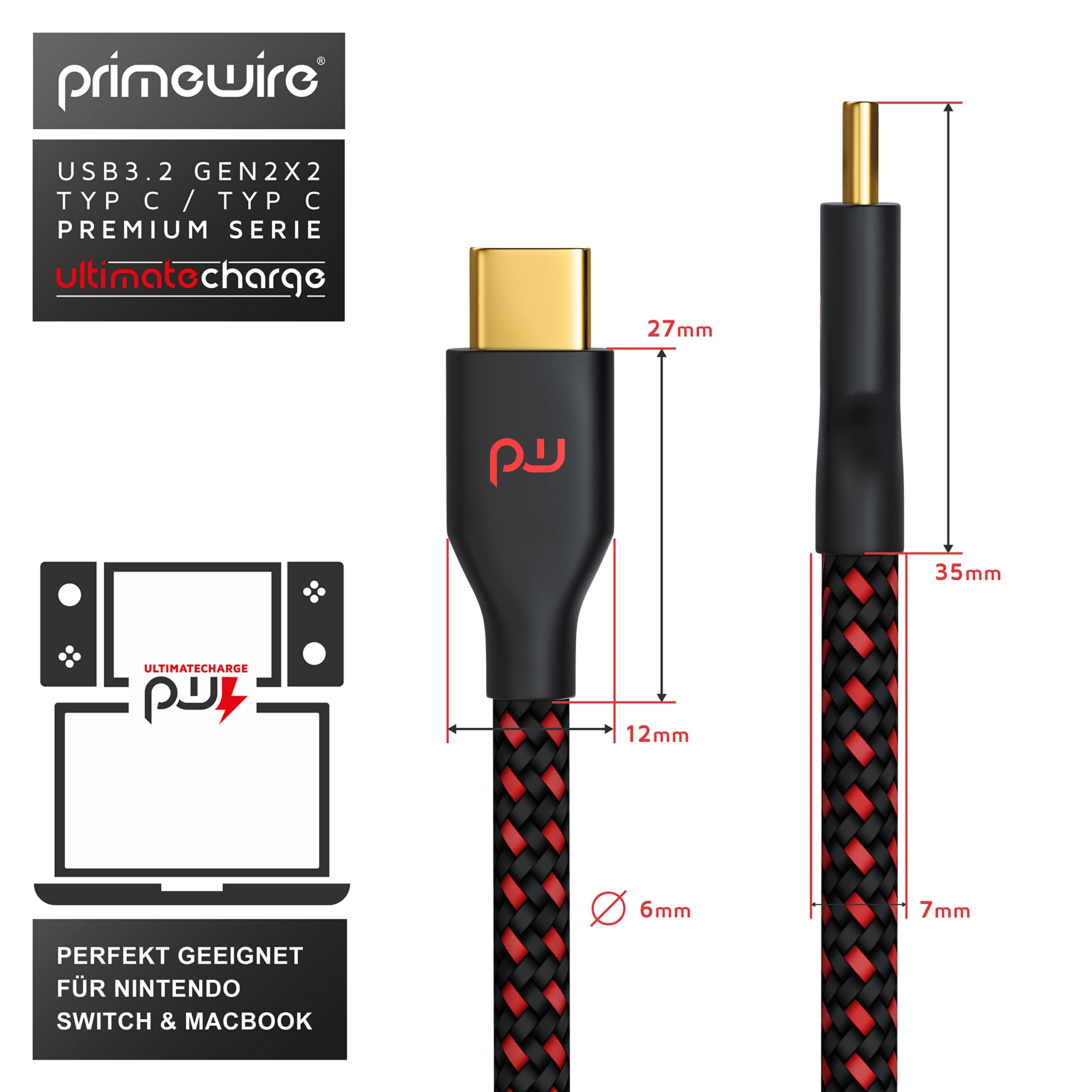 CSL USB-C Kabel 1m – 100W PD, USB 3.2 Gen 2, 10 Gbit/s, Mit E-Marker-Chip