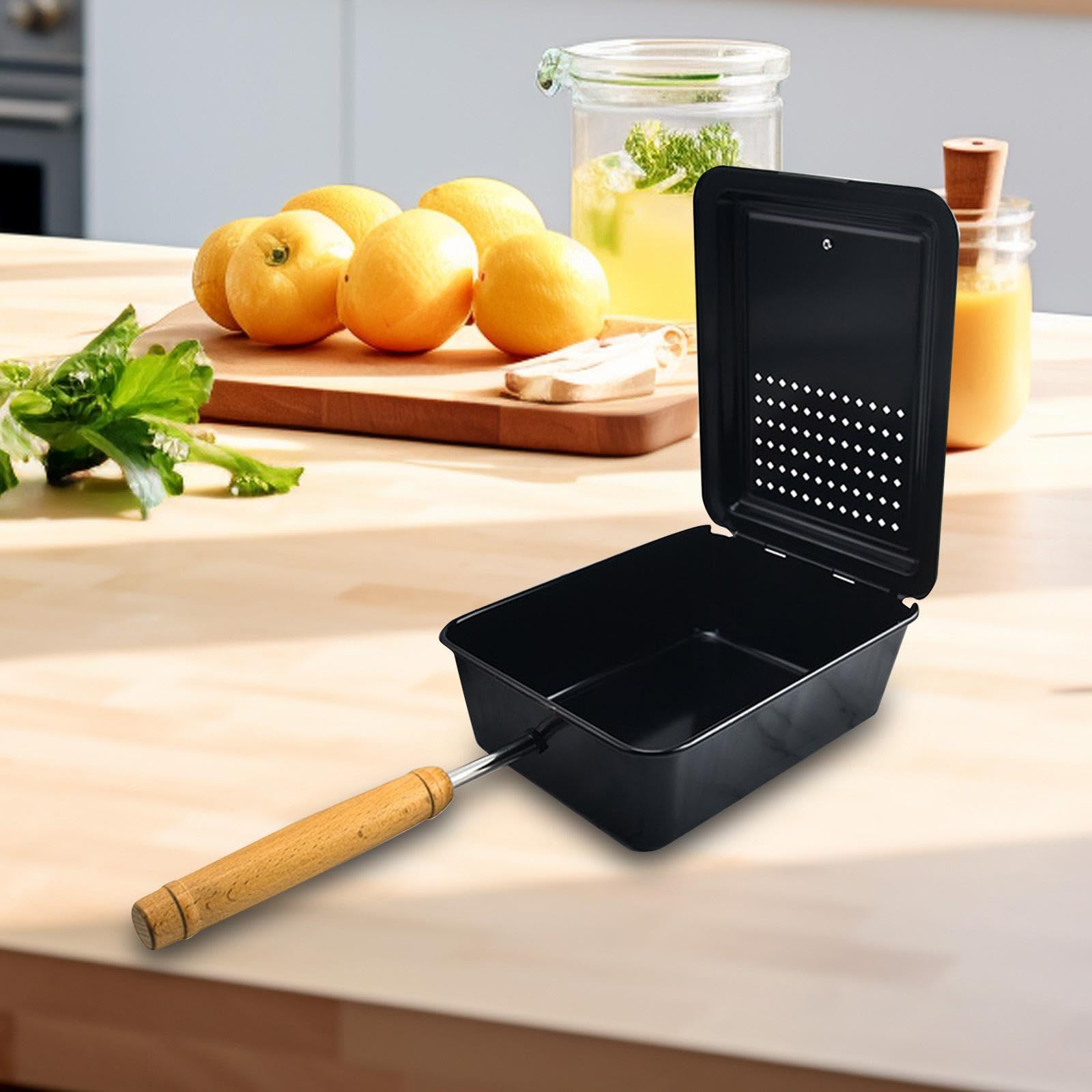 F Fityle Fogata para Hacer Palomitas de maíz, sartén para Palomitas de maíz, Olla Antiadherente portátil con Mango cómodo, Herramienta para Barbacoa,