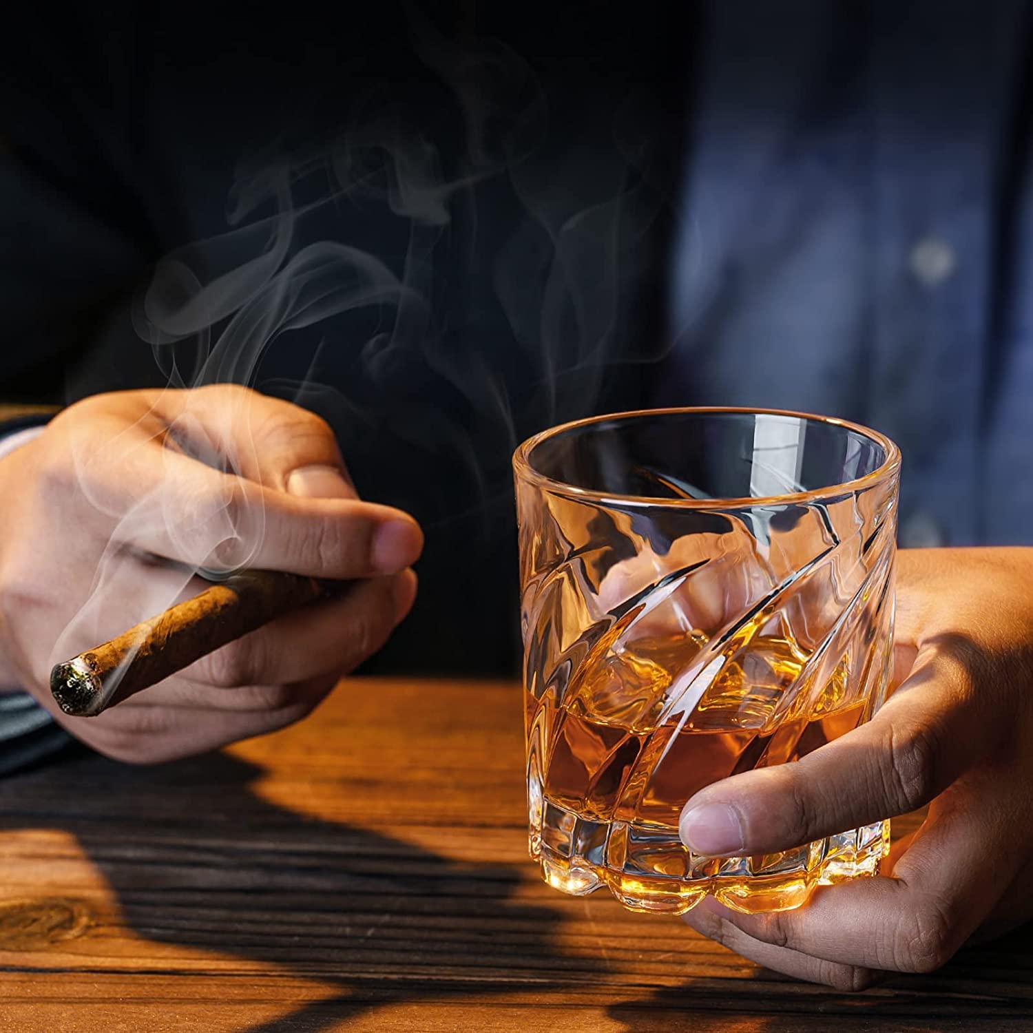Whiskey Glasses Set - 6 Heavy Base Tumblers -7