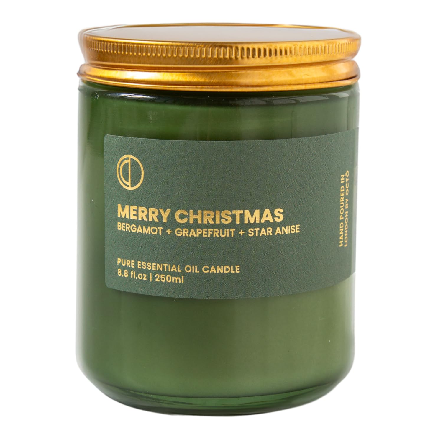 OCTŌ Merry Christmas Candle, Green, 7 cm x 9 cm