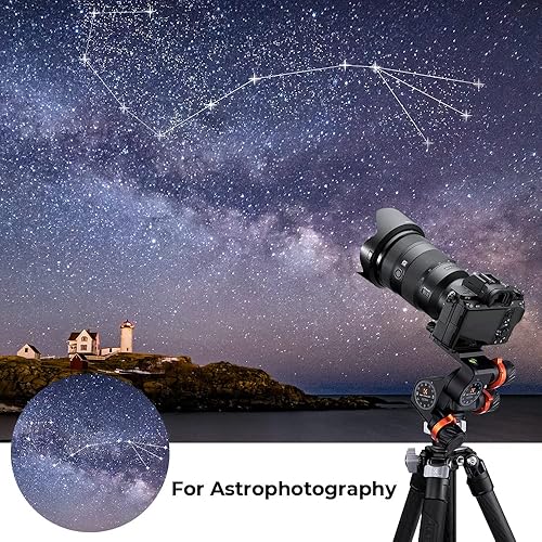 Miniatura 6 de K&F Concept Cabezal de trípode con engranaje de 3 vías, microajuste milimétrico, cabezal de trípode de aleación de aluminio CNC completo, capacidad