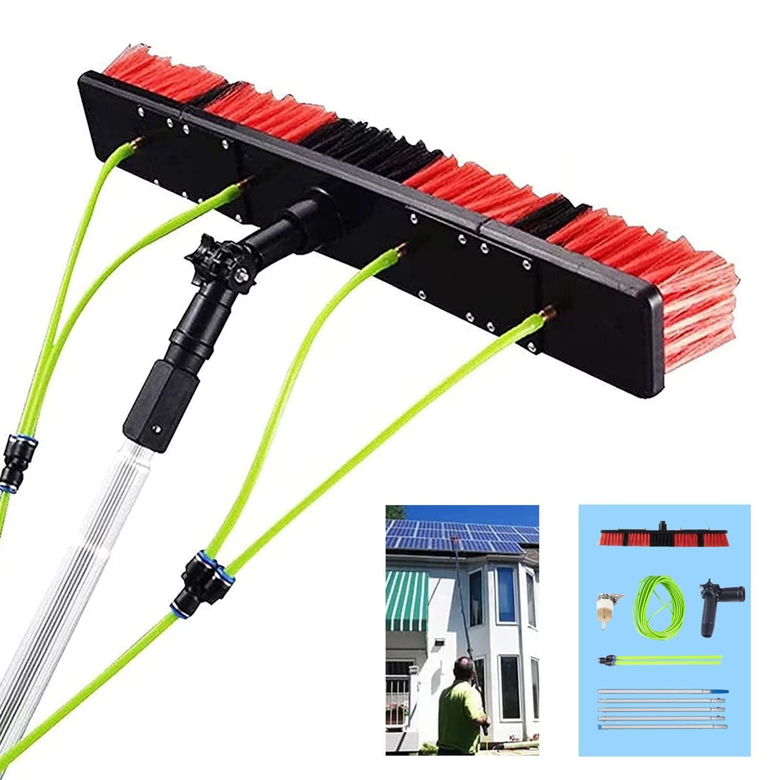 5-12M Window Cleaning Pole, Window Cleaning Brush Equipment, Window Cleaner Kit, Water/Hose Fed Pole, Cleaning Photovoltaic And Solar Panels/12M/39Ft Rod/50Cm Brush Head-8m/26ft Rod-50Cm Brush