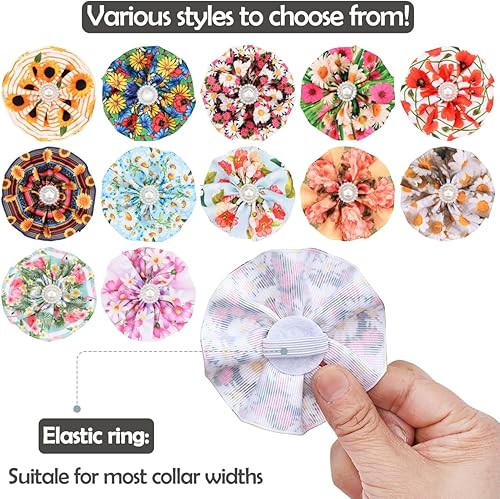 Miniatura 3 de Collar de perro con flores con cuentas, collar para mascotas para cachorros pequeños y medianos, collar deslizante para mascotas, lazo de flores,