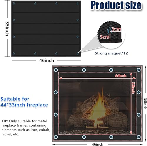 Vista 21 de Manta magnética para chimenea para pérdida de calor, cubiertas de chimenea para interiores, mantiene las corrientes de aire fuera, detiene