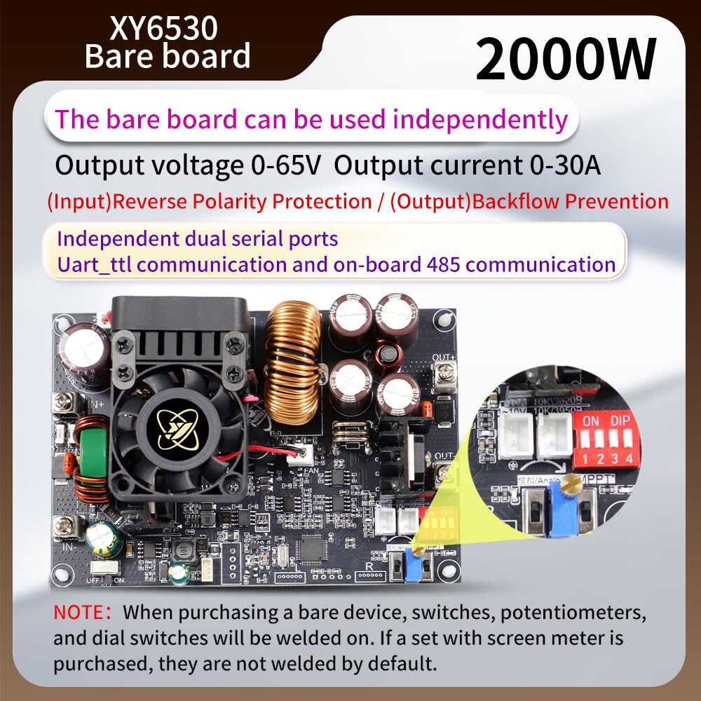 VIDOO Alimentatore Buck DC CNC XY6530S 2000W Regolabile Costante 0-65V 0-30A Alta Potenza Schermo LCD Protezione Ricarica Solare MPPT-Kit