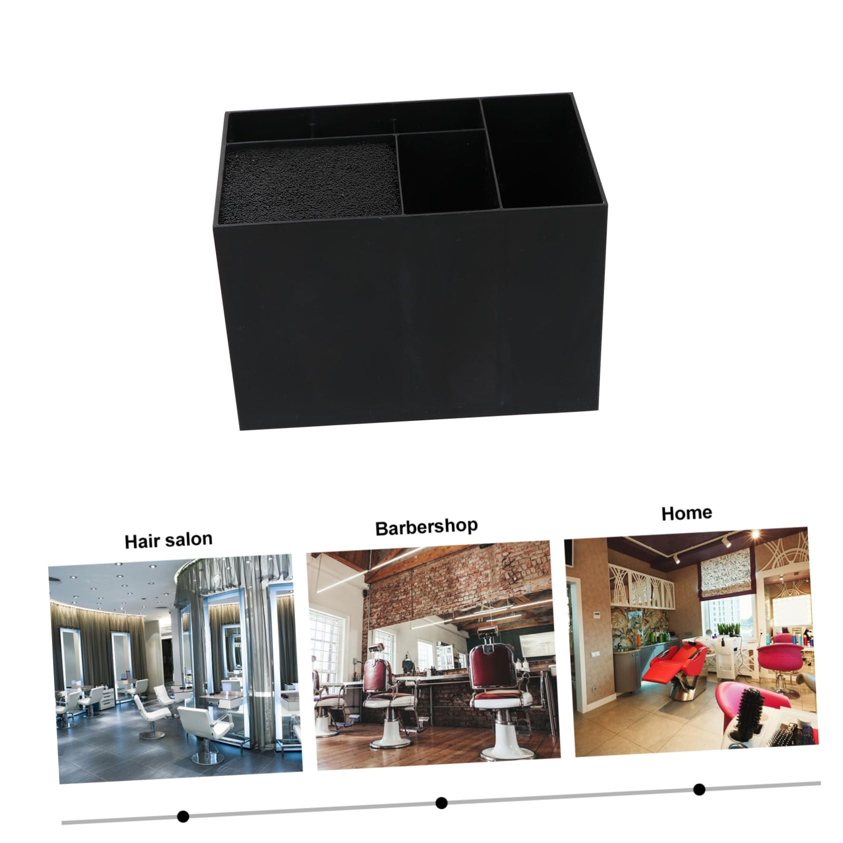 Organizer per Accessori Parrucchiere in Plastico Nero con 6 Scomparti di Varie Dimensioni e Divisori Multipli, Capacità Grande per Barber Shop e Salone di Bellezza