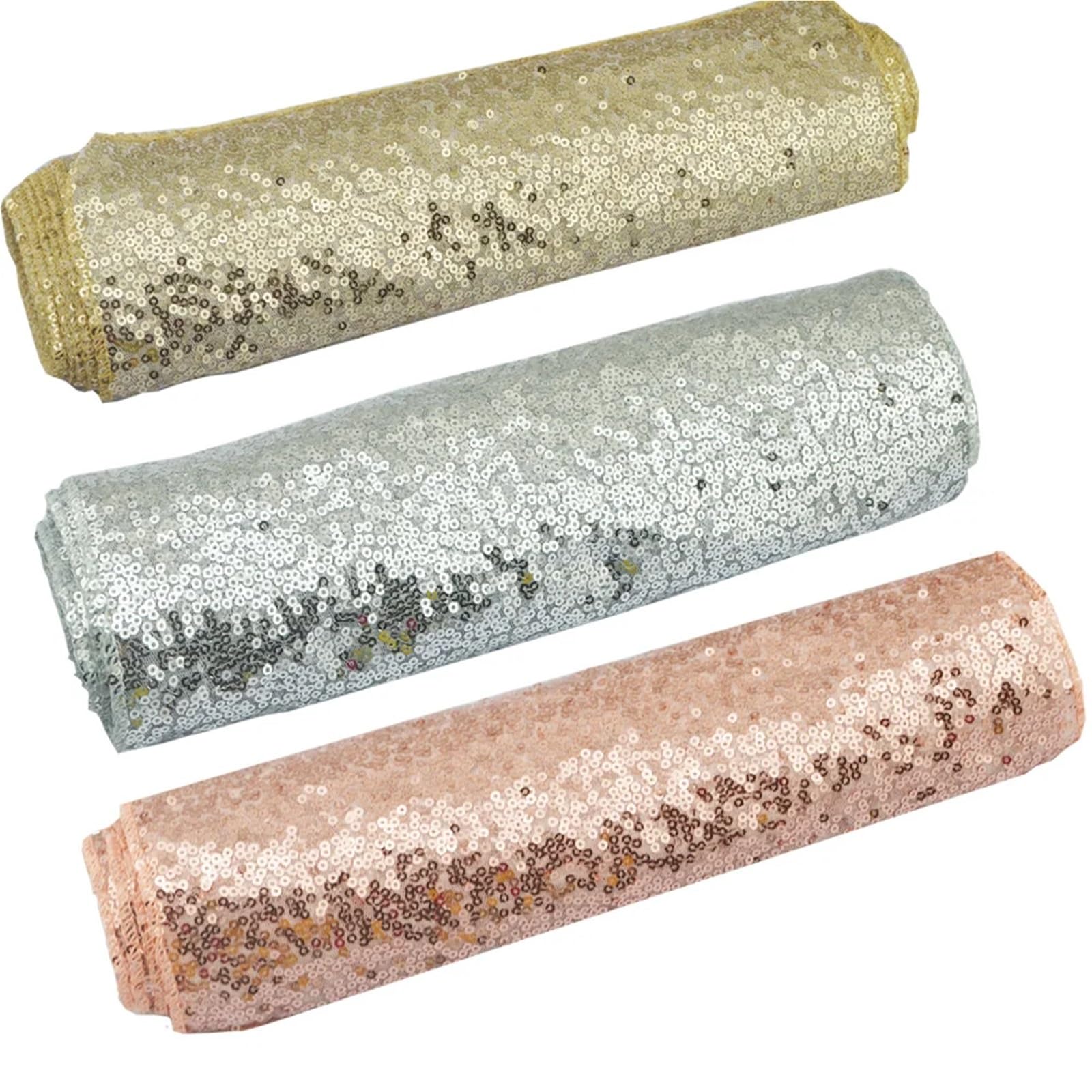 Parchemin de Table Paillette (5pcs/10pcs) Embroidery Sequin Shiny Table Runner for Christmas Birthday Shower Dinning Table Cover Wedding Table Decoration(Gold,30X140CM_5PCS)