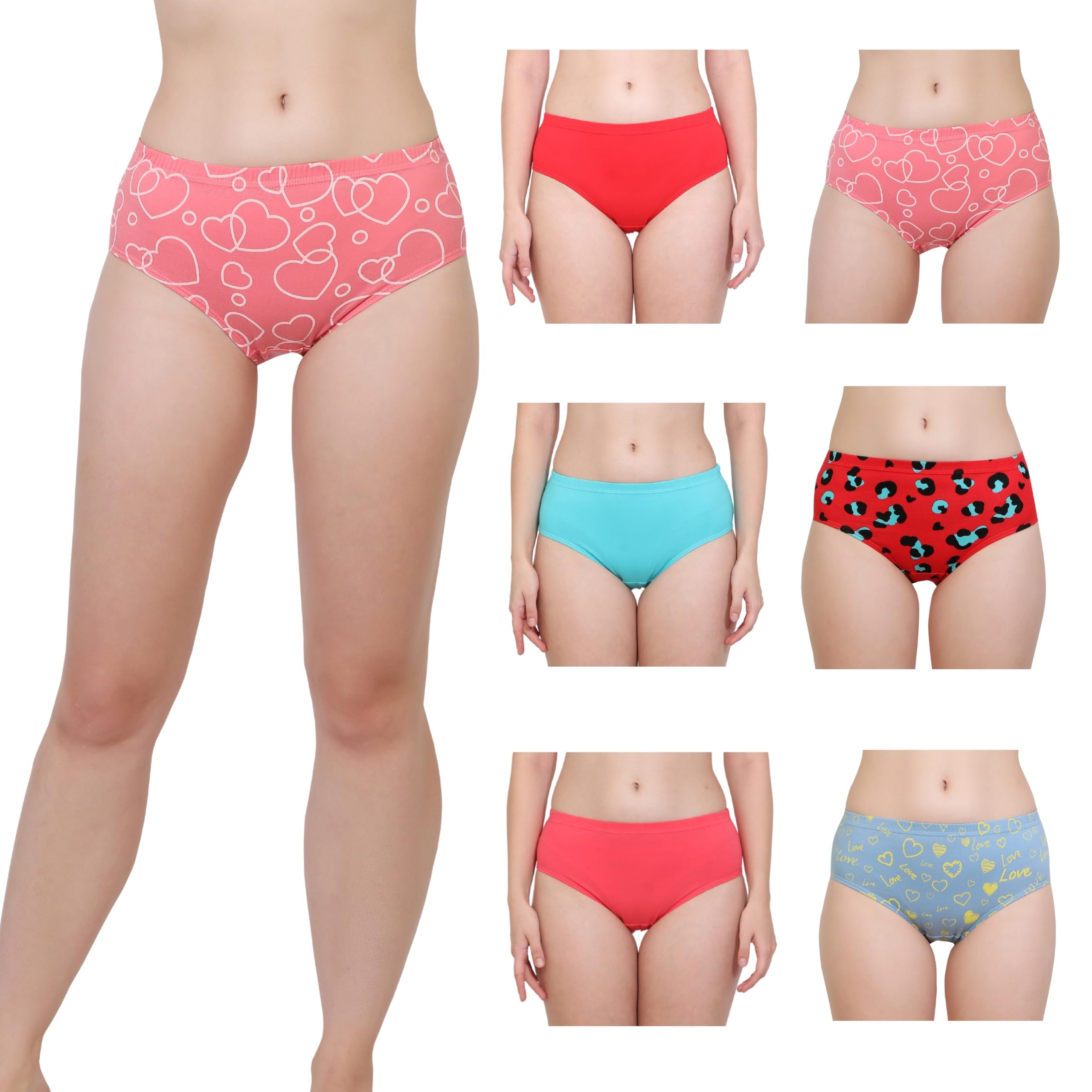 glamoras Women's Cotton Hipster Briefs Pack of 6 | Mid-Rise Stretchable Panties Combo for Women | Full Coverage Breathable Antibacterial Underwear | Concealed Waistband | Everyday Comfort | M-2XL-picture-14