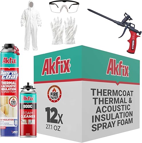 Miniatura 14 de Akfix Thermcoat - Aislamiento de espuma en aerosol de 20 pies cuadrados (1 x 27.1 onzas), R-Value 11.32/2 pulgadas, sellador ancho expansible