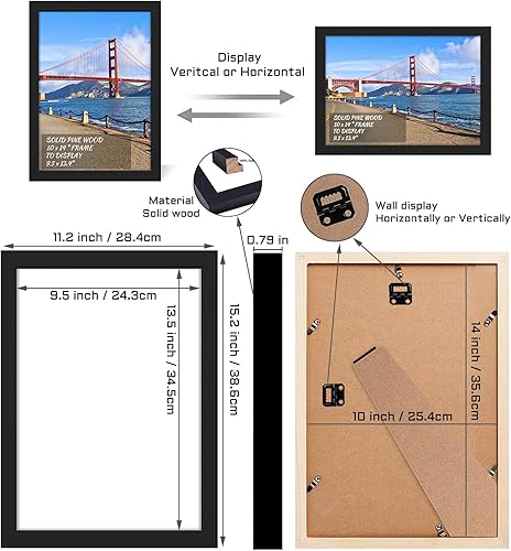 Miniatura 2 de Marcos de pintura de diamantes de 10 x 14 pulgadas para colgar en la pared, marcos de póster rectangulares de madera para escaneo de bebés, póster,