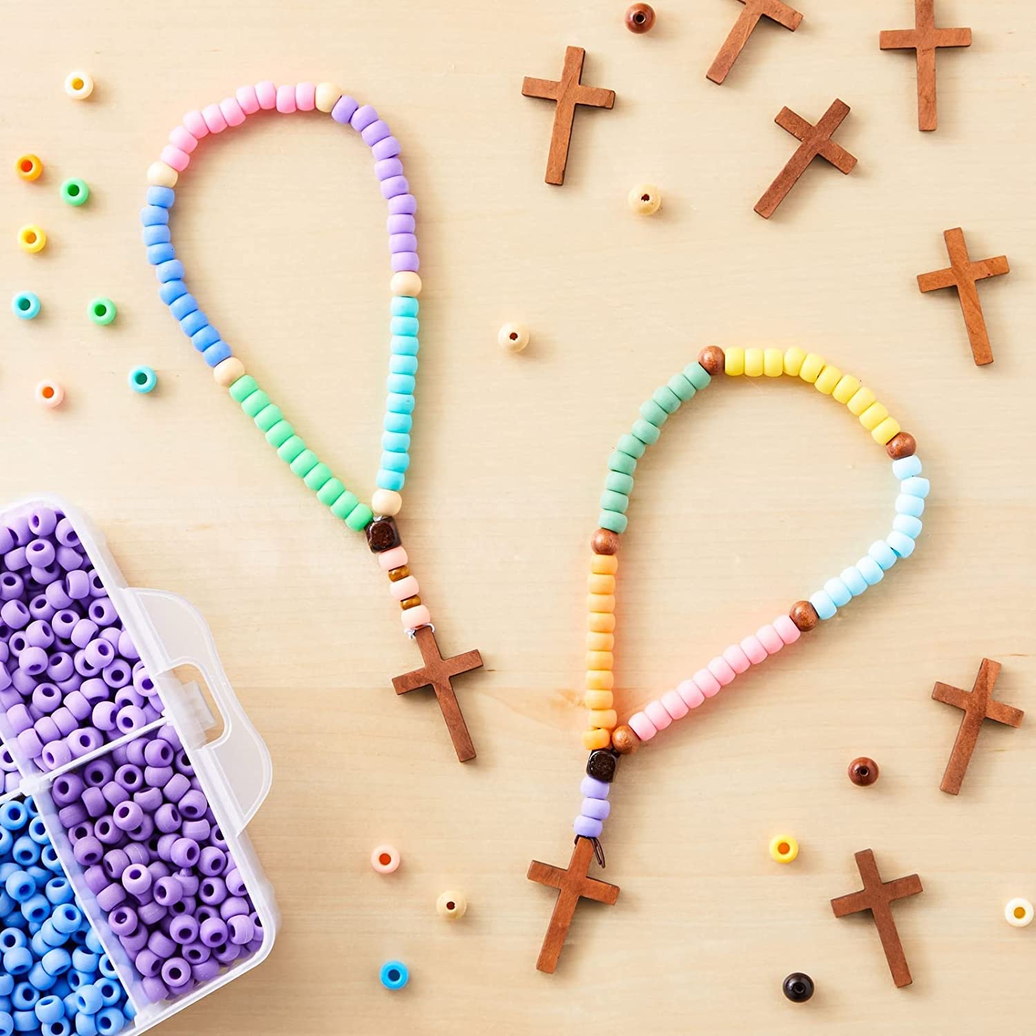 200 Ciondoli Croce In Legno Per Bijoux - Piccoli, Forati, Ideali Per Fai Da Te E Regali