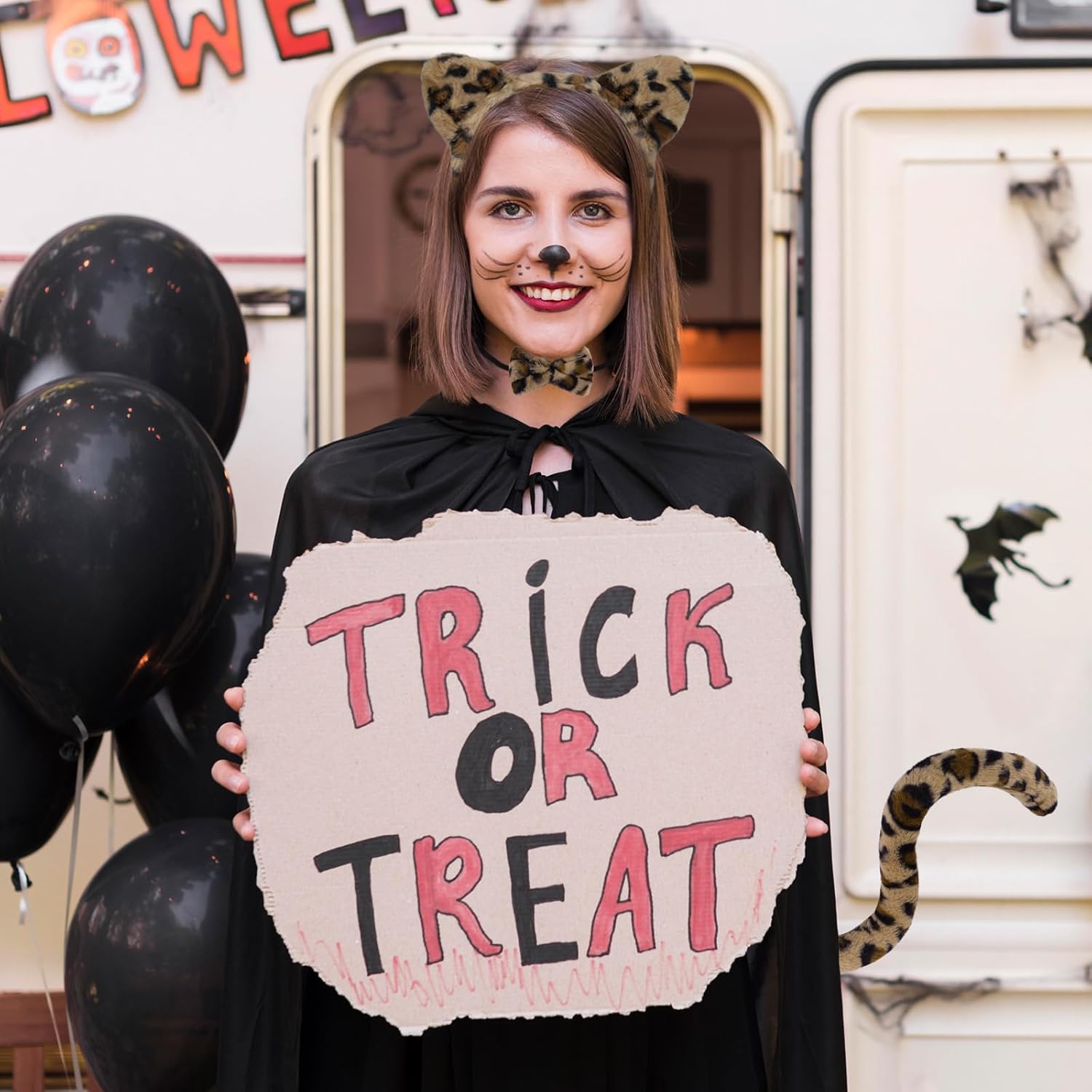 Beviliu Leopard Costume Cheetah Ears Headband Flurry, Leopard 3 Piece Set for Women Fuzzy, Cheetah Print Cat Hairband Furry for Birthday Party Halloween Christmas Washing Makeup Cosplay - Image 8