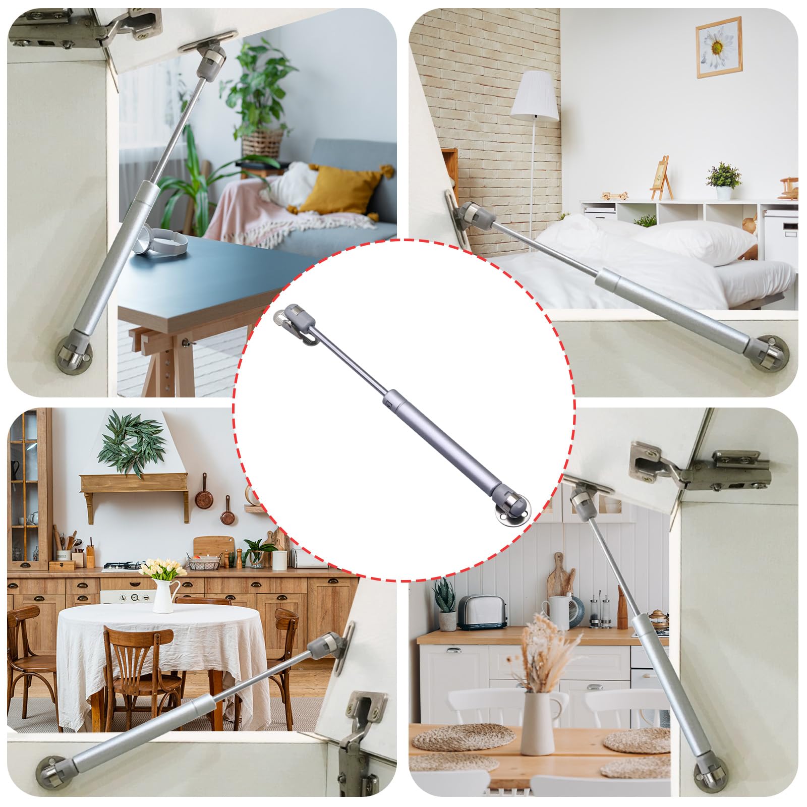 4PCS Amortiguadores de Gas 100N, Bisagras Puertas Cocina, Amortiguadores Muebles Cocina Pistones Hidraulicos, Amortiguador Puerta para Puertas Soporte Armario con Tornillos Muebles de Cocina