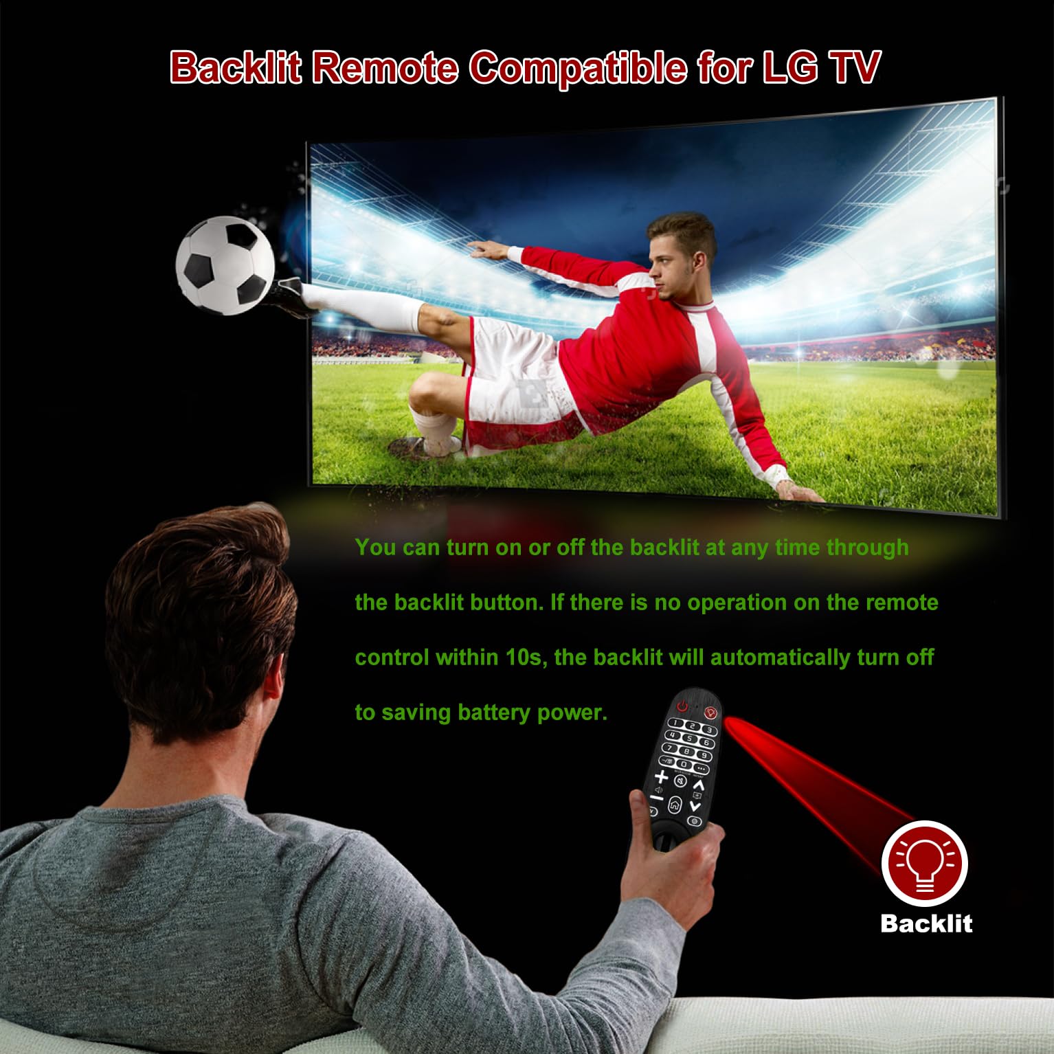 Telecomando retroilluminato compatibile con LG Smart TVs, universale telecomando ricambio adatto a LG telecomando a infrarossi - Senza funzioni vocali e puntatori