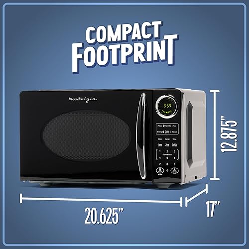 Miniatura 5 de Nostalgia Horno microondas moderno retro para encimera, 900 vatios, 0.9 pies cúbicos, 12 ajustes de cocción preprogramados, reloj digital,