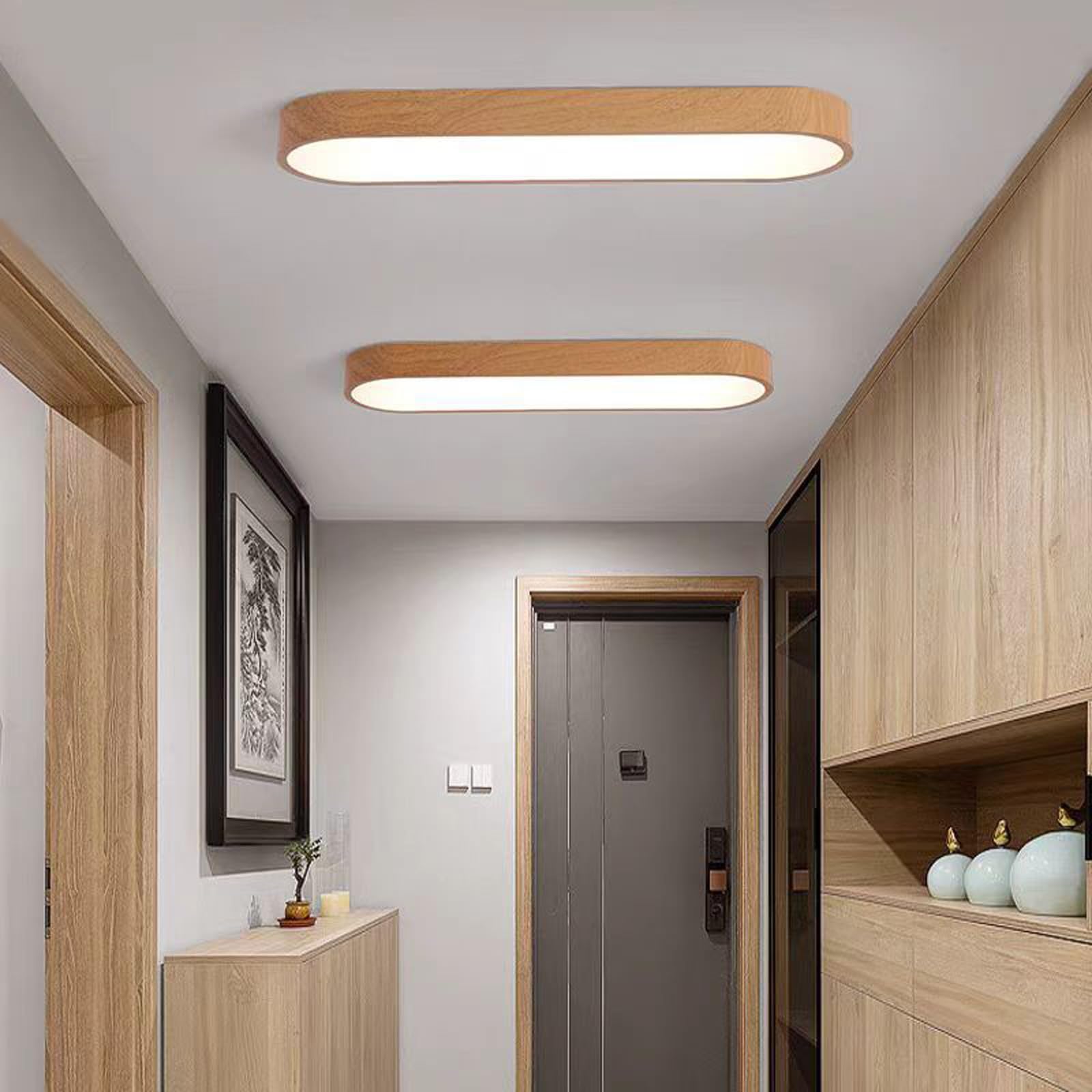 LED Lámpara de Techo con Mando a Distancia Regulable Moderno Plafon de Techo 3000K-6500K Minimalista Metal Lamparas Techo para Dormitorio Sala de Estar Pasillo Restaurante (Madera Oscura,120cm)