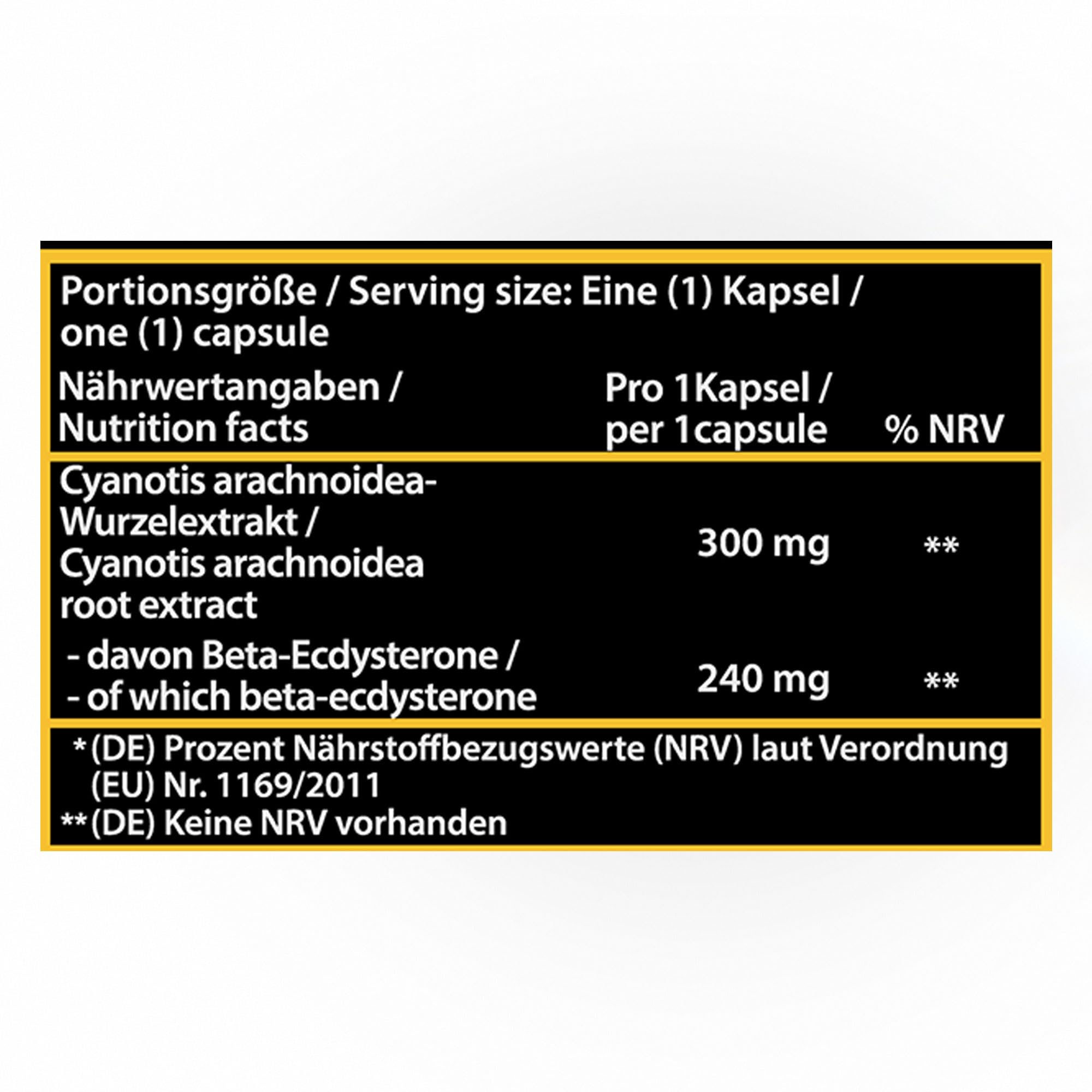 GN Laboratories Beta-Ecdysteron-Ergänzungsmittel – Testo-Booster, 500mg pro Portion – 95% hohe Reinheit von Ecdysteron 60 Kapseln – Geprüft & Made in Germany