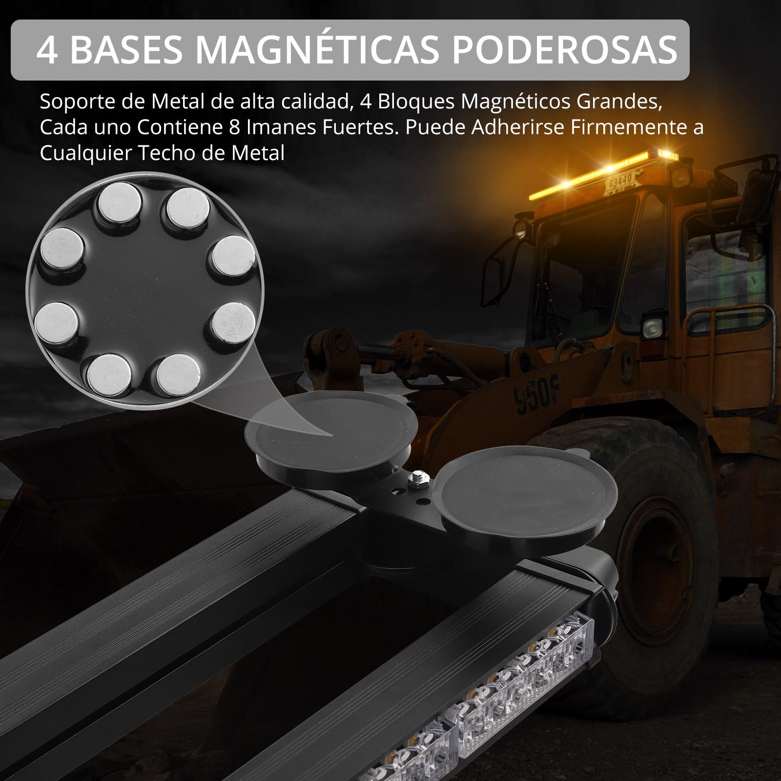 Justech 84LED Luz Estroboscópica Coche,84W Barra Luz de Emergencia,27 Modos Flash,IP65 Impermeable,Base Magnética,12 V/24 V Luces de Advertencia Ámbar con 5M Cable para Coche Camión Remolque