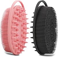 Vista 11 de 2 paquetes de estropajo corporal de silicona, cepillo corporal de doble cara, cepillo de ducha y cepillo de champú con masajeador de cuero cabelludo