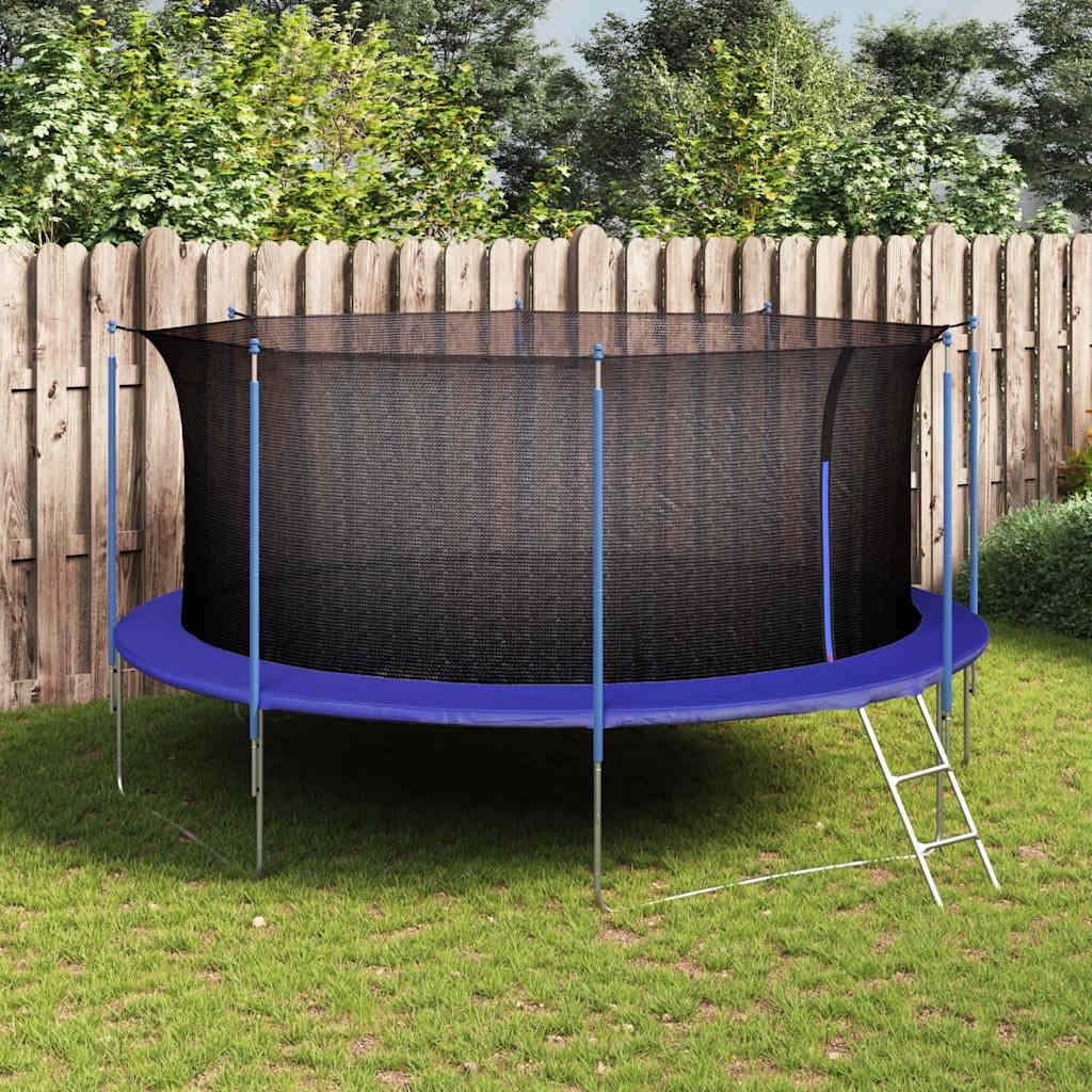 Red de seguridad para cama elástica redonda de 4,57 m de polietileno impermeable con cremallera y refuerzo, red de repuesto para cama elástica de jardín de 8 barras, protección para niños al