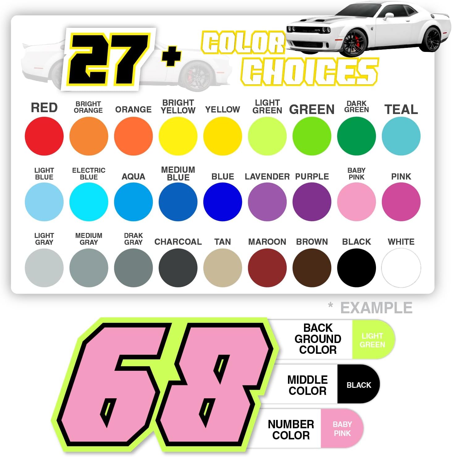 KETABAO 3pcs Custom Racing Number Magnet for Car Vehicle Autocross Sports Day Signs - 8 9 10 inch Waterproof, Easy Installation, Personalized