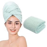 Vista 8 de Toalla de microfibra para el cabello de secado rápido, toallas de secado de pelo, adecuadas para todo tipo de cabello, ultra absorbente, cabello Azul