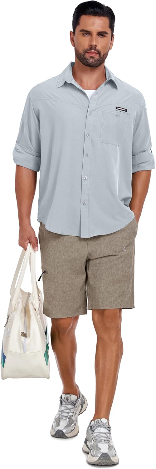 Little Donkey Andy Men's UPF 50 UV Protection Shirt, Breathable Long Sleeve Fishing Hiking Shirts, Quick Dry