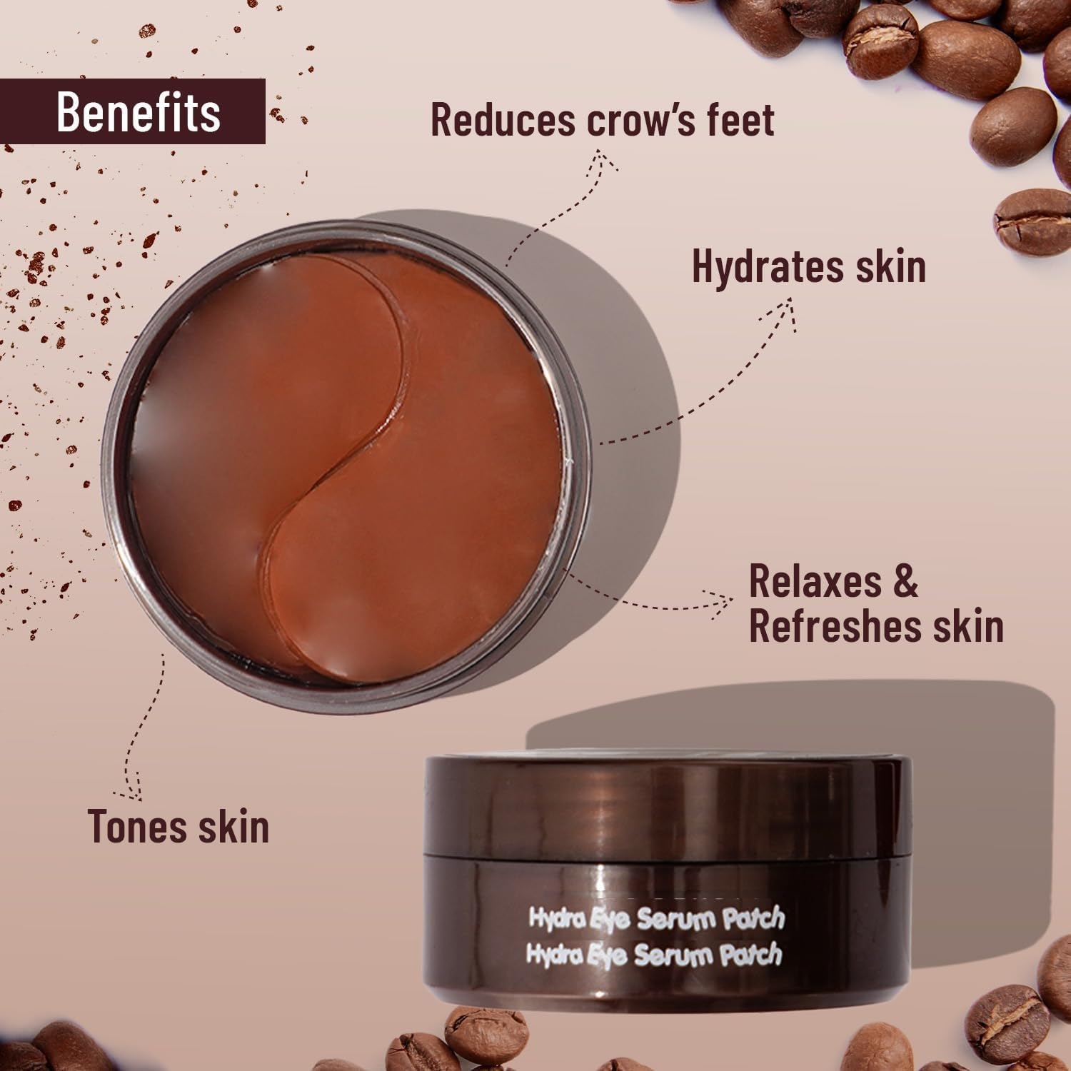 Under Eye Patches with Green Tea & Collagen for Puffy Eyes, Hydrogel under eye patches with instant cooling serum - 30 Pairs [COFFEE] - Image 4 thumbnail
