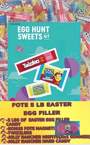 Dulces de Pascua Ultimate Egg Hunt - Mezcla de fiesta surtida a granel, rellenos de cesta envueltos individualmente, 5 libras de masticables Jolly
