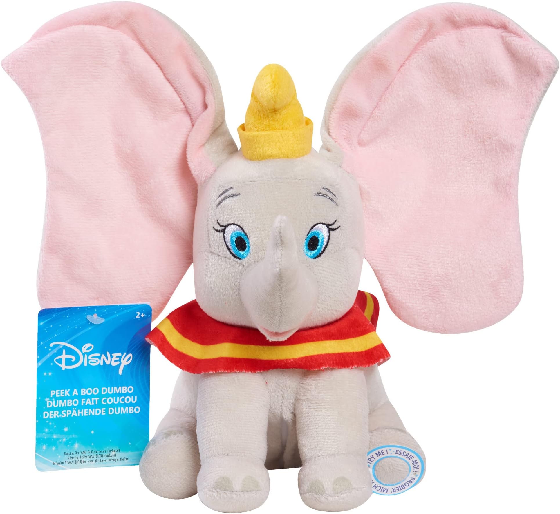Disney Peek-A-Boo Dumbo Interactive Plush, Officially Licensed Kids Toys for Ages 2 Up by Just Play