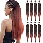 Pre-stretched Braids Hair 26 Inch 8 Packs Professional Itch Free Hot Water Setting Synthetic Fiber Ombre Yaki Texture Braid Hair Extensions 1B-350