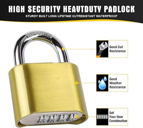 Miniatura 4 de Cerradura de combinación resistente de 4 dígitos, cerradura de combinación para exteriores, cerradura de combinación reajustable para casillero,