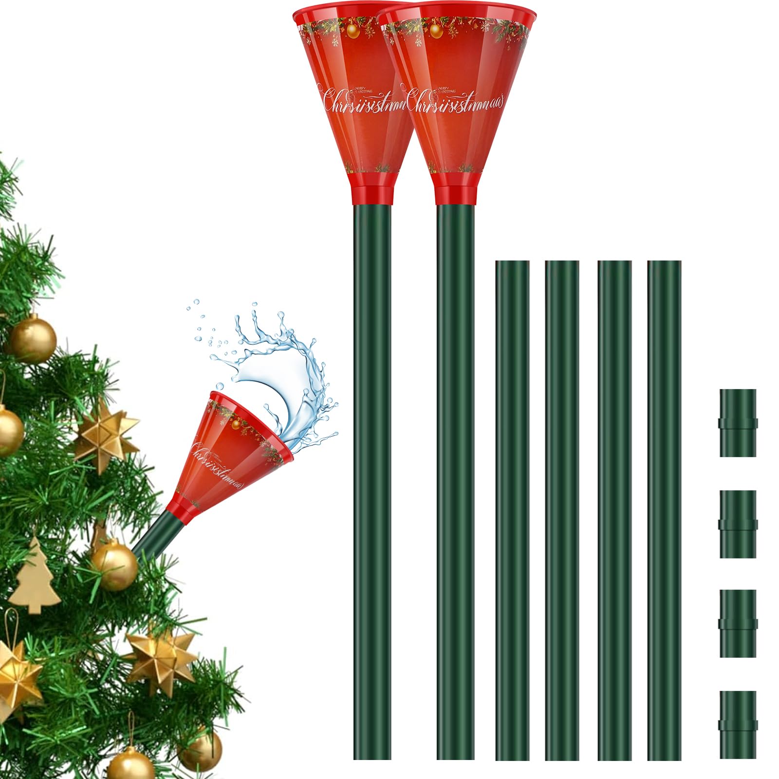 SVECPOYP Christmas Tree Watering Funnel – 39 Inch Adjustable, Easy Assembly, Durable & Mess-Free, Quick Watering for Live Trees (2 Pack)