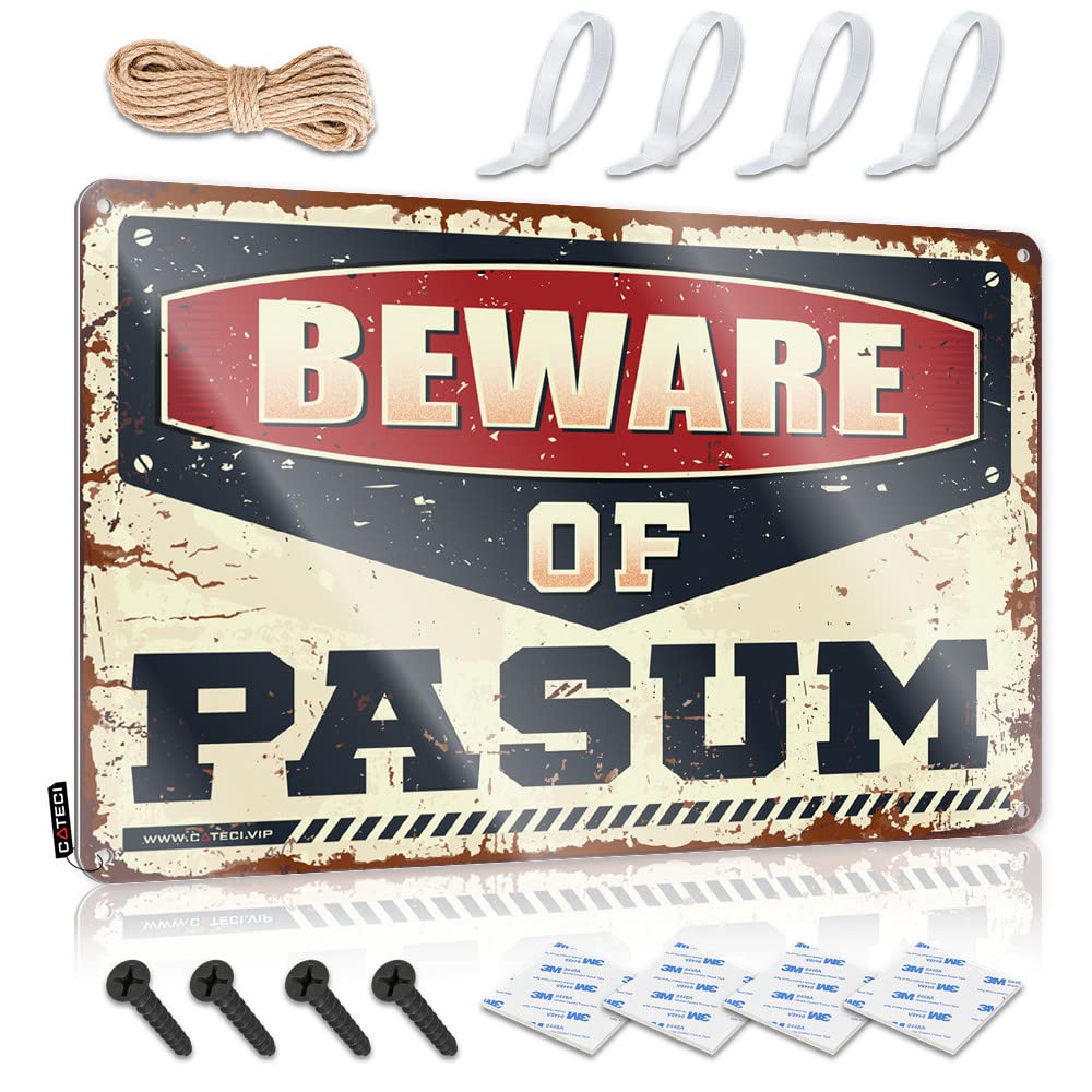 Funny Vintage Signs Beware Of Pasum Tin Sign Sarcastic Signs Signs For Bedroom Door(30X40CM)