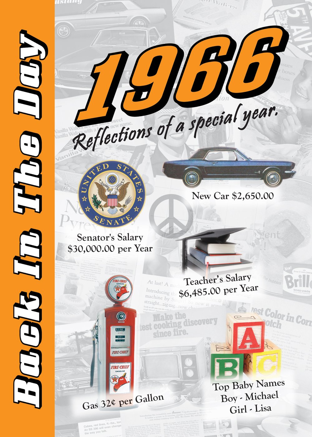 1966 Back In The Day - 24-page Greeting Card / Booklet with Envelope (5 x 7 Size) – Great for Birthdays, Anniversaries, Reunions, Graduations, Client & Corporate Gifts