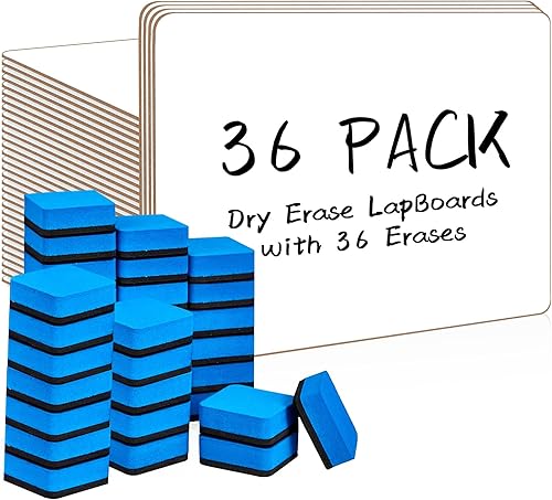 Miniatura 9 de PANDRI - Tableros portátiles de borrado en seco, paquete de 16 pizarras blancas de doble cara de 12.5 x 9 pulgadas con 16 borradores, pizarras de