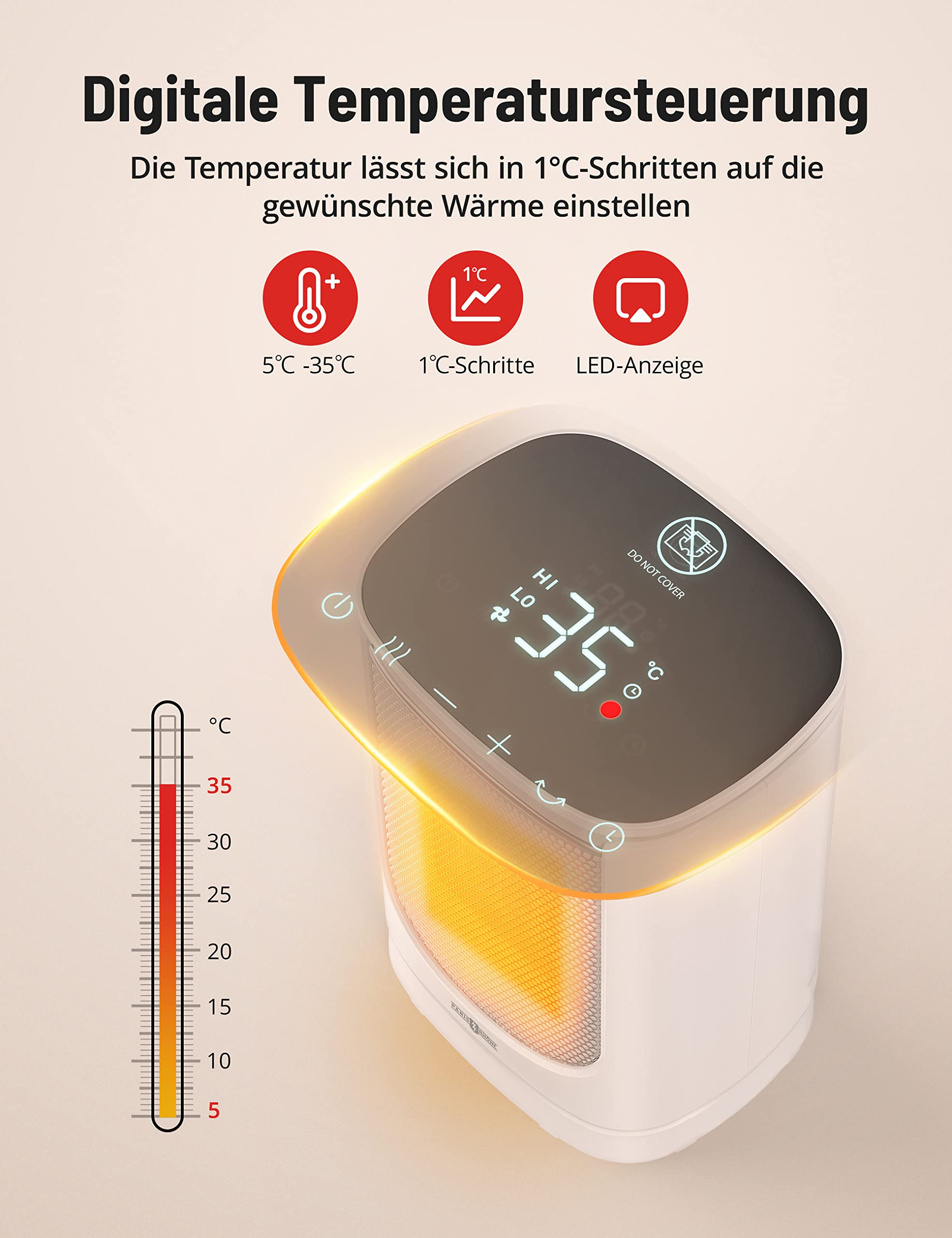 Chauffage D'appoint 500W Compact - Rotation 360° - 2 Niveaux - Silencieux Et économe