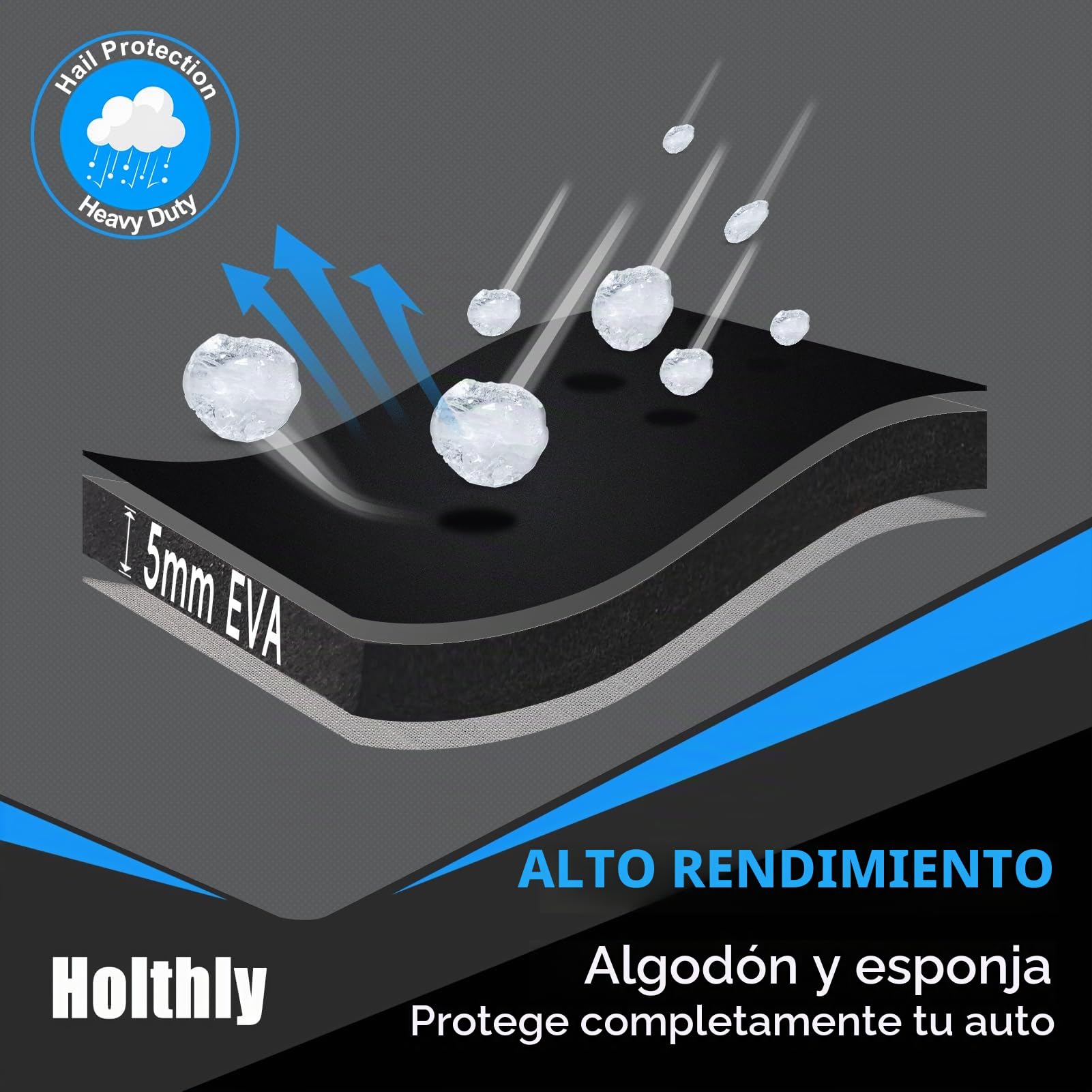 Funda Coche Antigranizo, Holthly Cubre Coches Exterior Impermeable Transpirable Anti-UV Antipolvo, Funda Repelente Cubierta para Coche con Tira Reflectante para Sedán (470 a 490 cm) 3XL