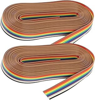 Hemobllo 2 Rolos 10 Cabo Cabo De Fita Arco-Íris Cabo Sae Cabos De Computador Cabo De Fita 5M 10 Cabo De Fita Cabo De Fita Plana Cabo De Conector Flexível Cabo De Fita Passo