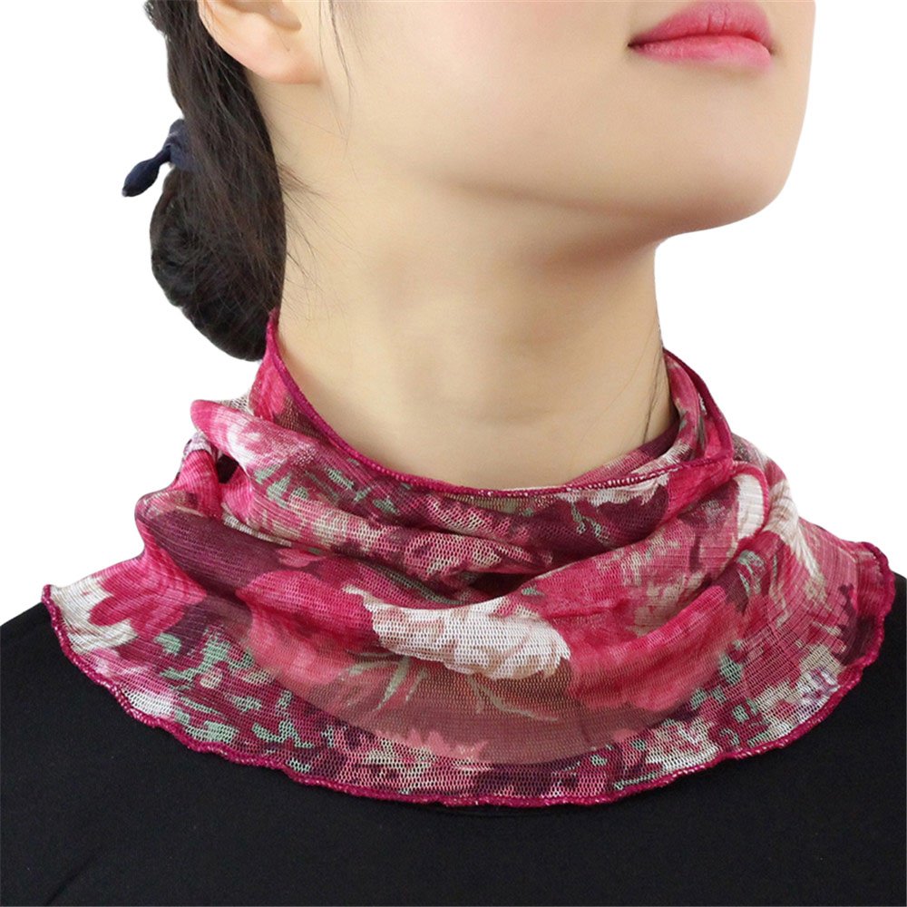 UK_Stone Women 100% Mulberry Silk Neck Warmer Faux Collar Neckerchief Neck Scarf Infinity Loop Scarf (#19)