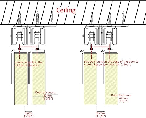 Miniatura 5 de DIYHD Hardware de puerta corrediza de granero de 8 pies para montaje en techo, kit de puerta de granero exterior resistente, sin puerta