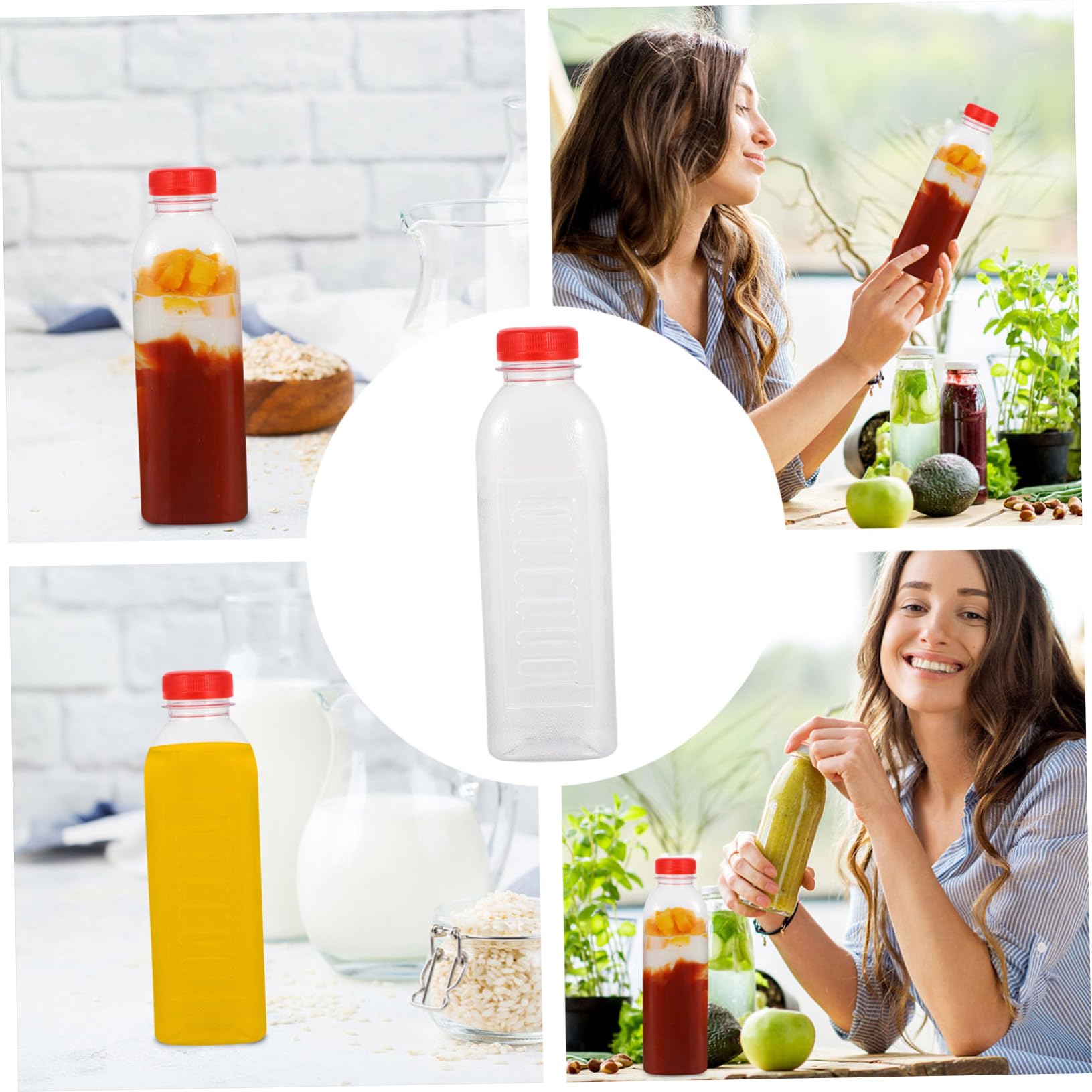 PLAFOPE 10pcs Drink Bottle Sample Bottles Ice Tea Bottles Drinking Bottles Clear Milk Bulk Containers Liquid Containers Milk Jar Transparent Milk Bottles Juice Pot Milk Jug Pet Plastic