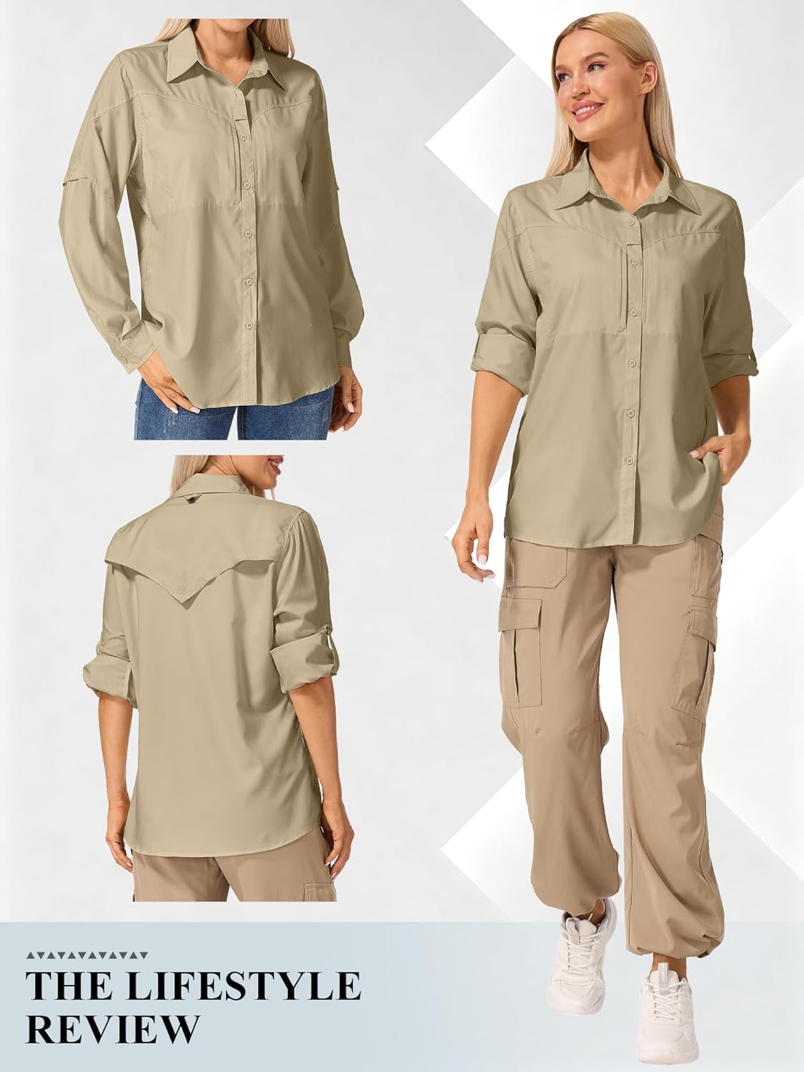 Women's Sun Protection Safari Shirts, Quick Dry Fishing Hiking Travel Shirt - Image 6